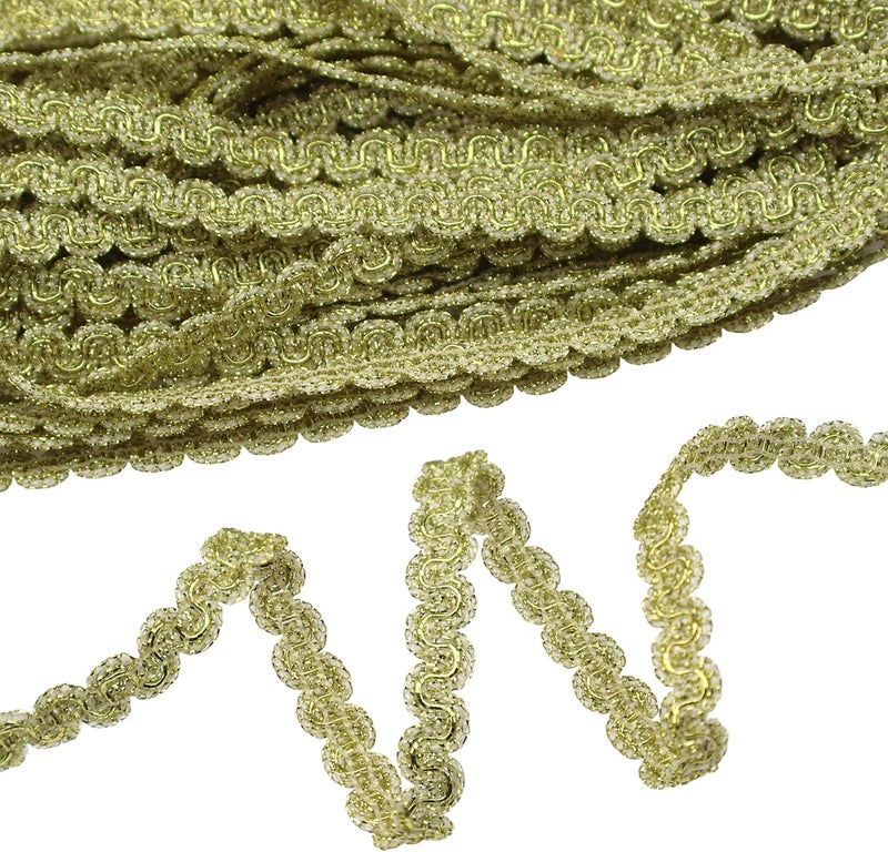 DHFLYDH Rick Rack Trim Braid Lace Trim Embellishment Metallic Edge 20 Yards Braid Lace Trim Wave Braid Lace Ribbon for DIY Crafts Sewing (Champagne) - Image 1